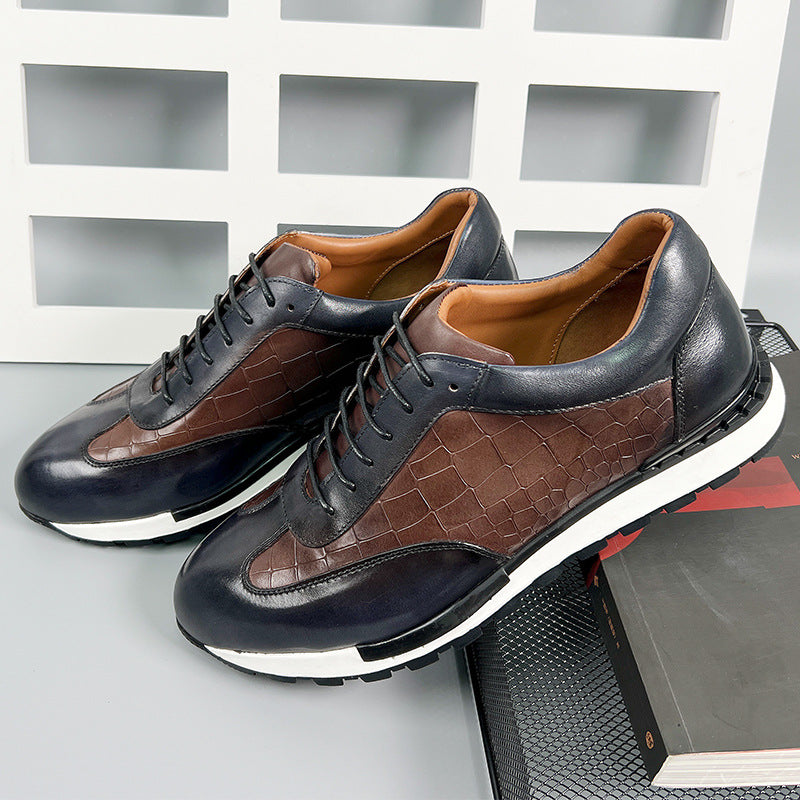 Chaussures décontractées de type richelieu en cuir pour homme