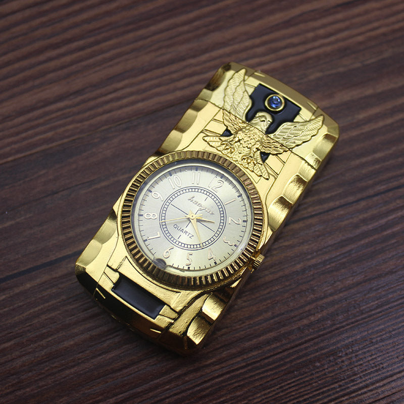 Briquet montre en métal créatif avec lumière LED
