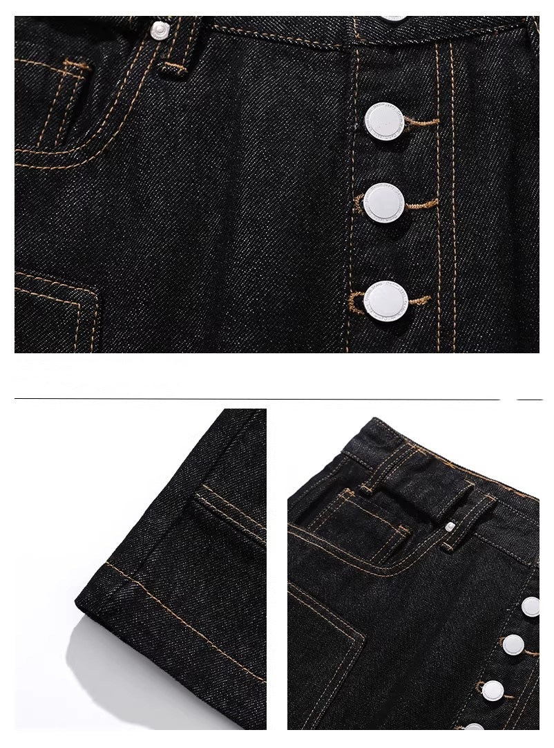 Pantalon en jean rétro court à jambes larges