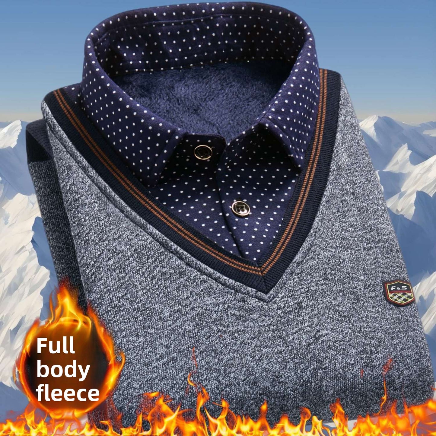 Pull polaire d'hiver en maille - faux deux pièces