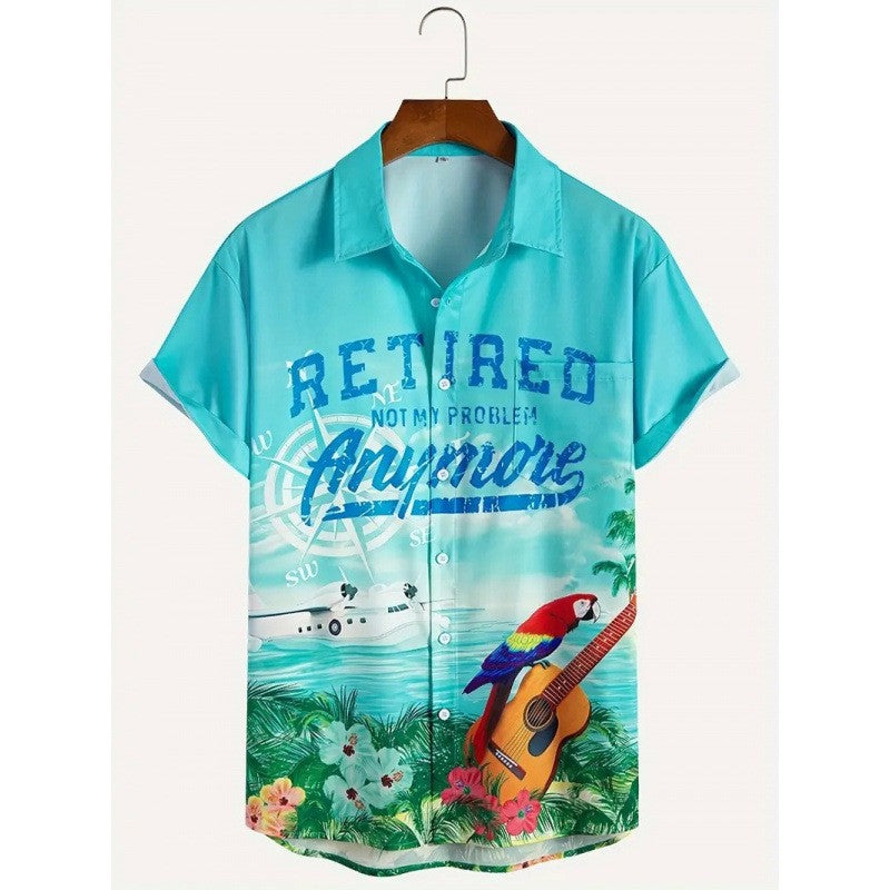 Chemise Homme Imprimée à Manches Courtes et Coupe Large
