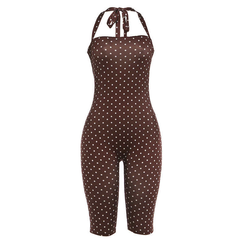 Combinaison sans manches à pois avec col halter