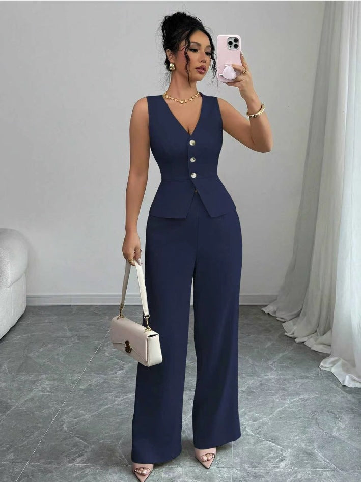 Ensemble pour femmes : débardeur sans manches et pantalon taille haute