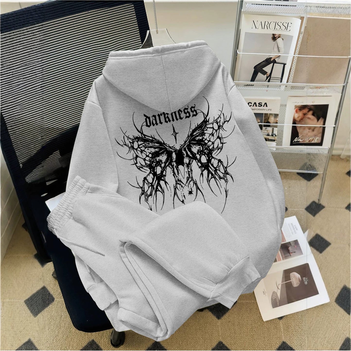 Habit :Sweat à capuche imprimé gothique
