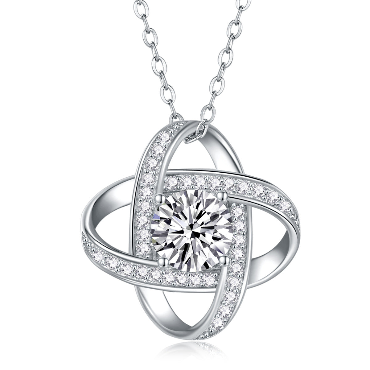 Collier pendentif géométrique en moissanite et argent sterling