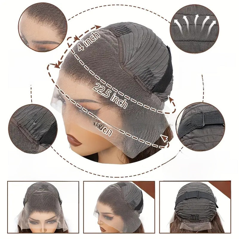 Perruque en cheveux humains lisses avec dentelle frontale