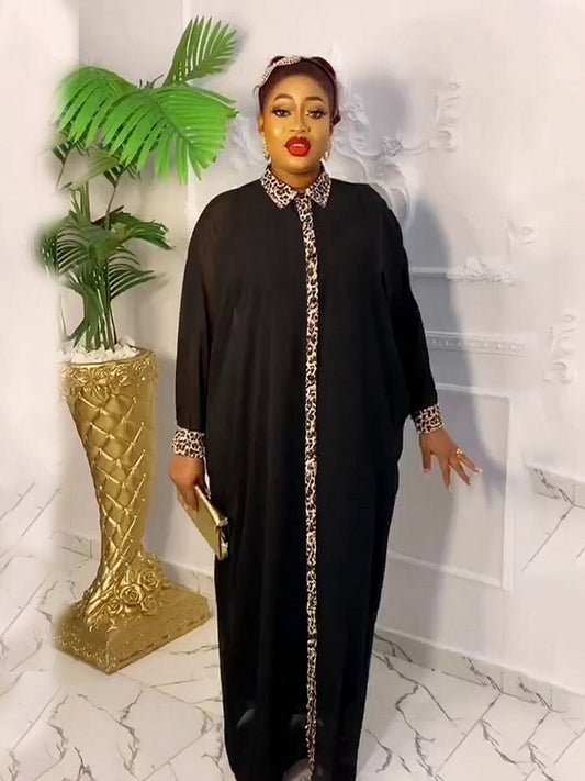 Robe ample à imprimé léopard et strass