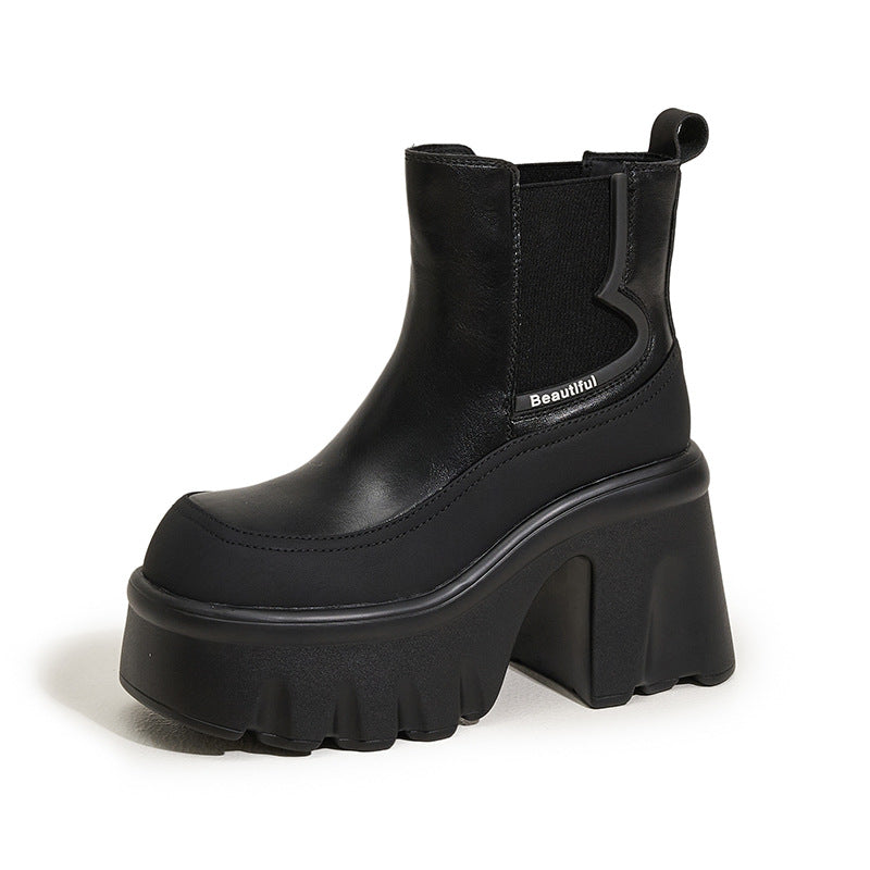Bottes Martin à semelle épaisse style britannique pour femmes