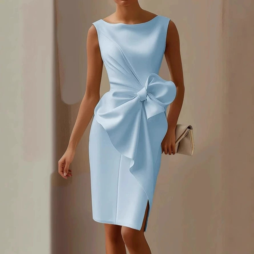 Robe sans manches avec gilet et nœud décoratif