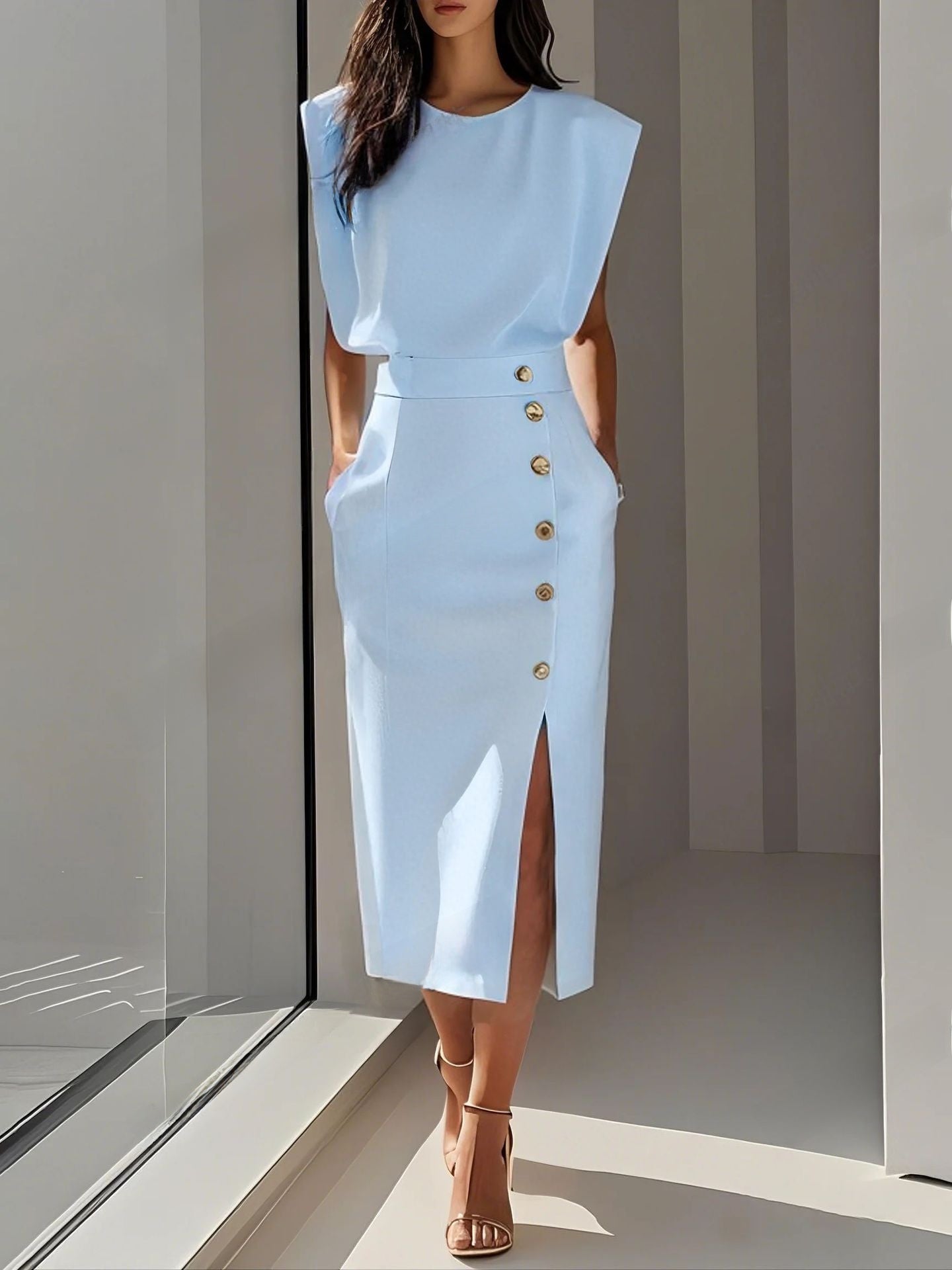 Robe d'été unie pour femmes