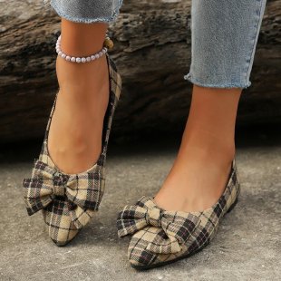 Chaussures plates à bout pointu avec nœud pour femmes