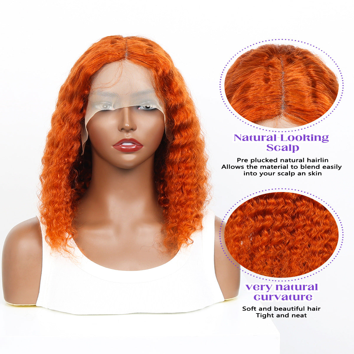 Perruque en dentelle de cheveux humains ondul�e l�che