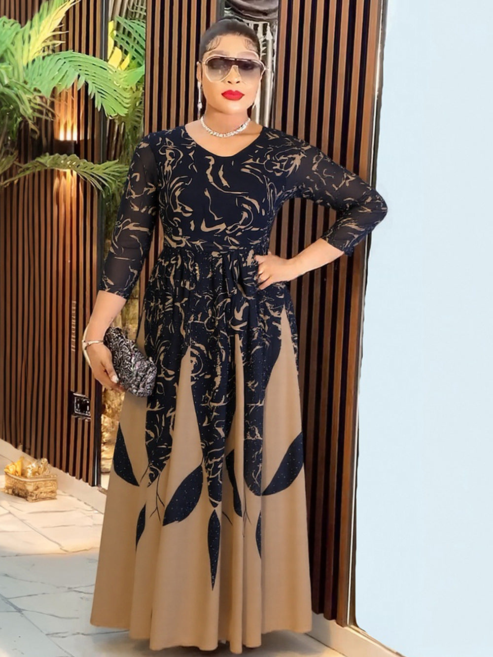 robe longue en mousseline imprimée