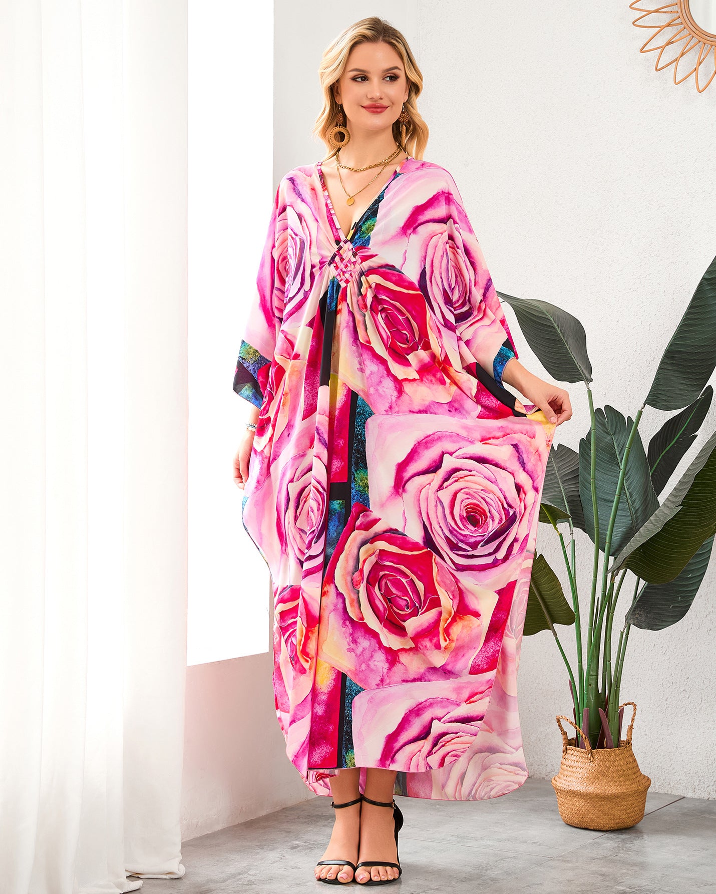 Robe de plage à encolure en V tissée
