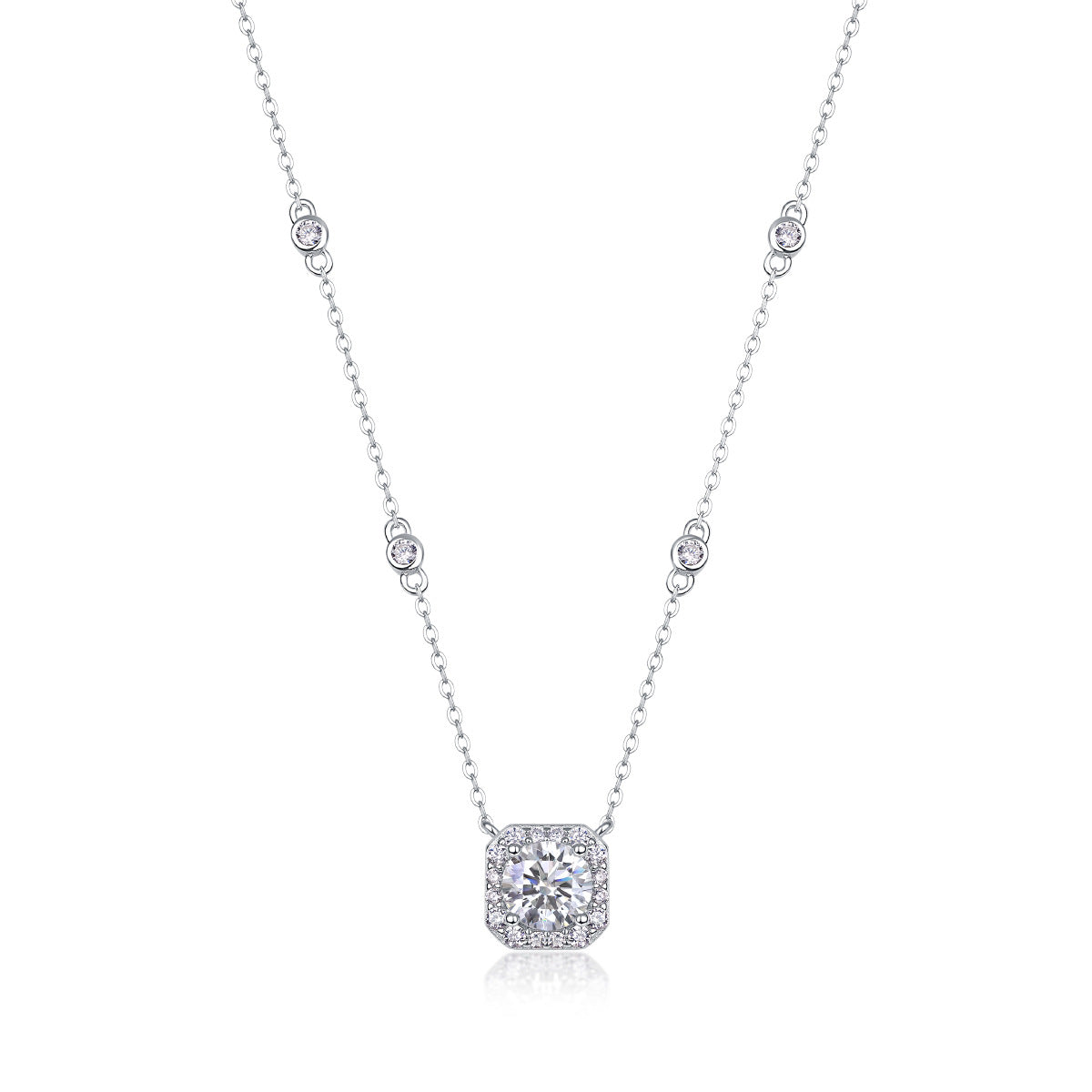 Collier pendentif géométrique en moissanite et argent sterling