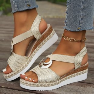 Chaussures :Sandales compensées en corde de chanvre pour femmes