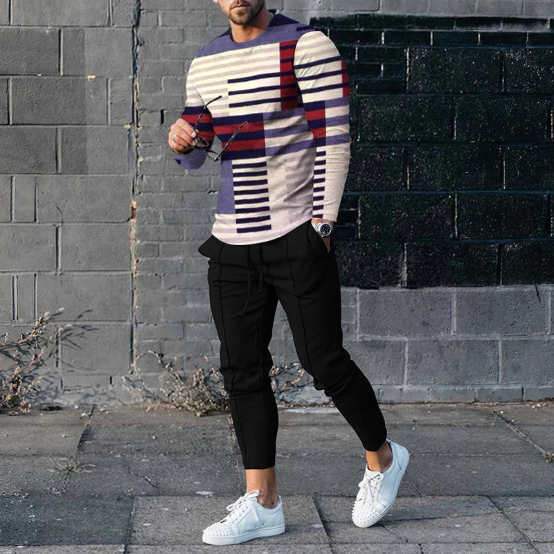 Ensemble pull et pantalon de survêtement décontracté pour homme, imprimé 3D