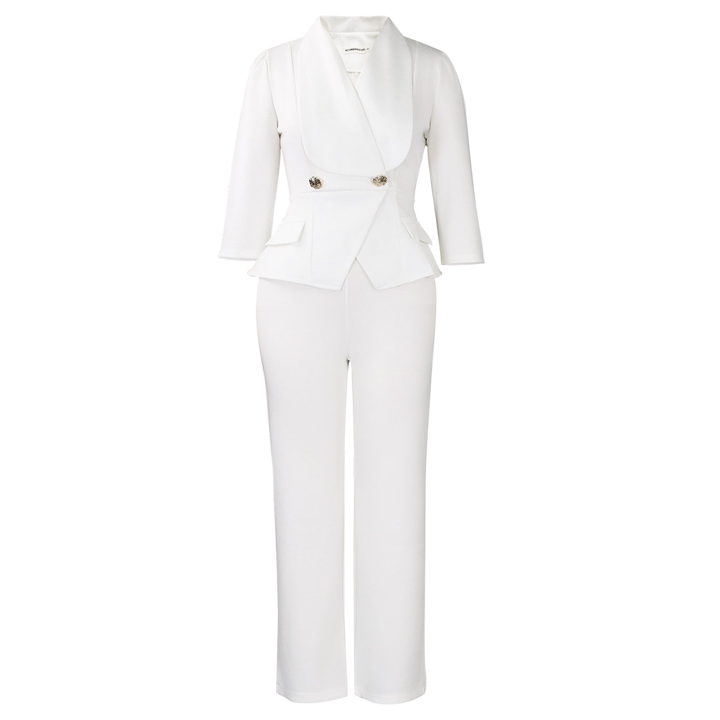 Habit :Combinaison pantalon large à col tailleur pour femme