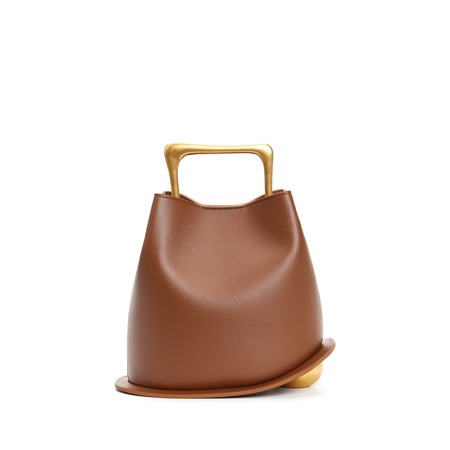 Sac seau en cuir véritable avec bandoulière réglable