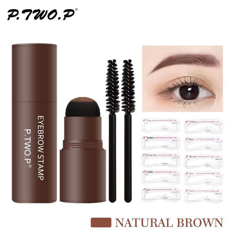 Kit de tampon de poudre à sourcils avec pinceau et crayon
