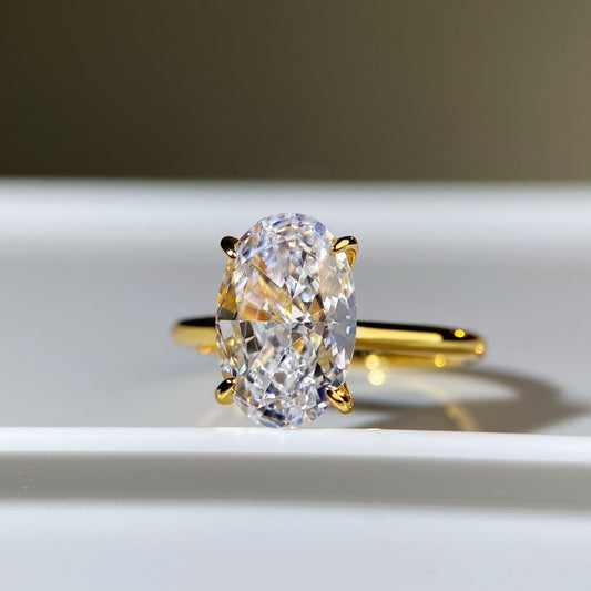 Bague en argent sterling S925 avec diamant et plaquage or