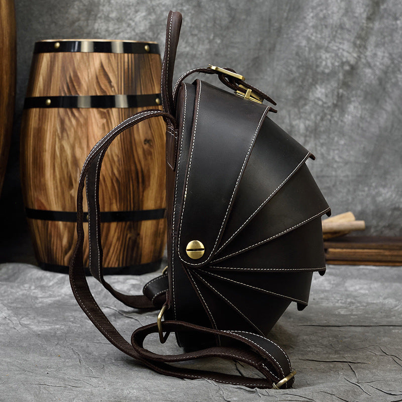 Sac à dos vintage en cuir véritable en forme de scarabée pour hommes et femmes
