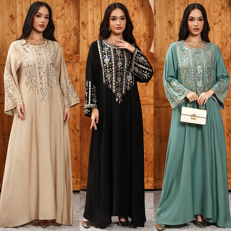Robe longue brodée pour femmes