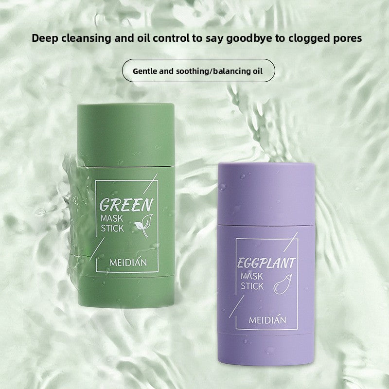 Masque nettoyant solide pour le visage à l'aubergine et au thé vert