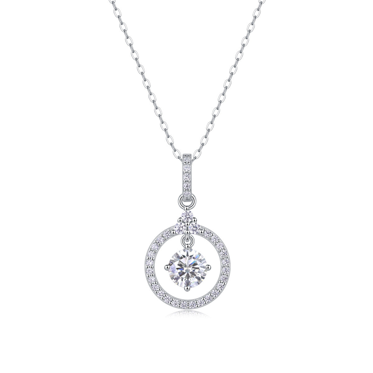 Collier pendentif géométrique en moissanite et argent sterling