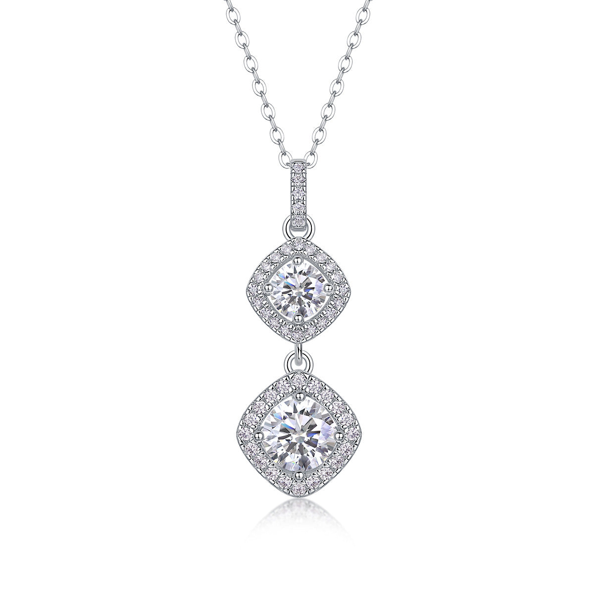 Collier pendentif géométrique en moissanite et argent sterling