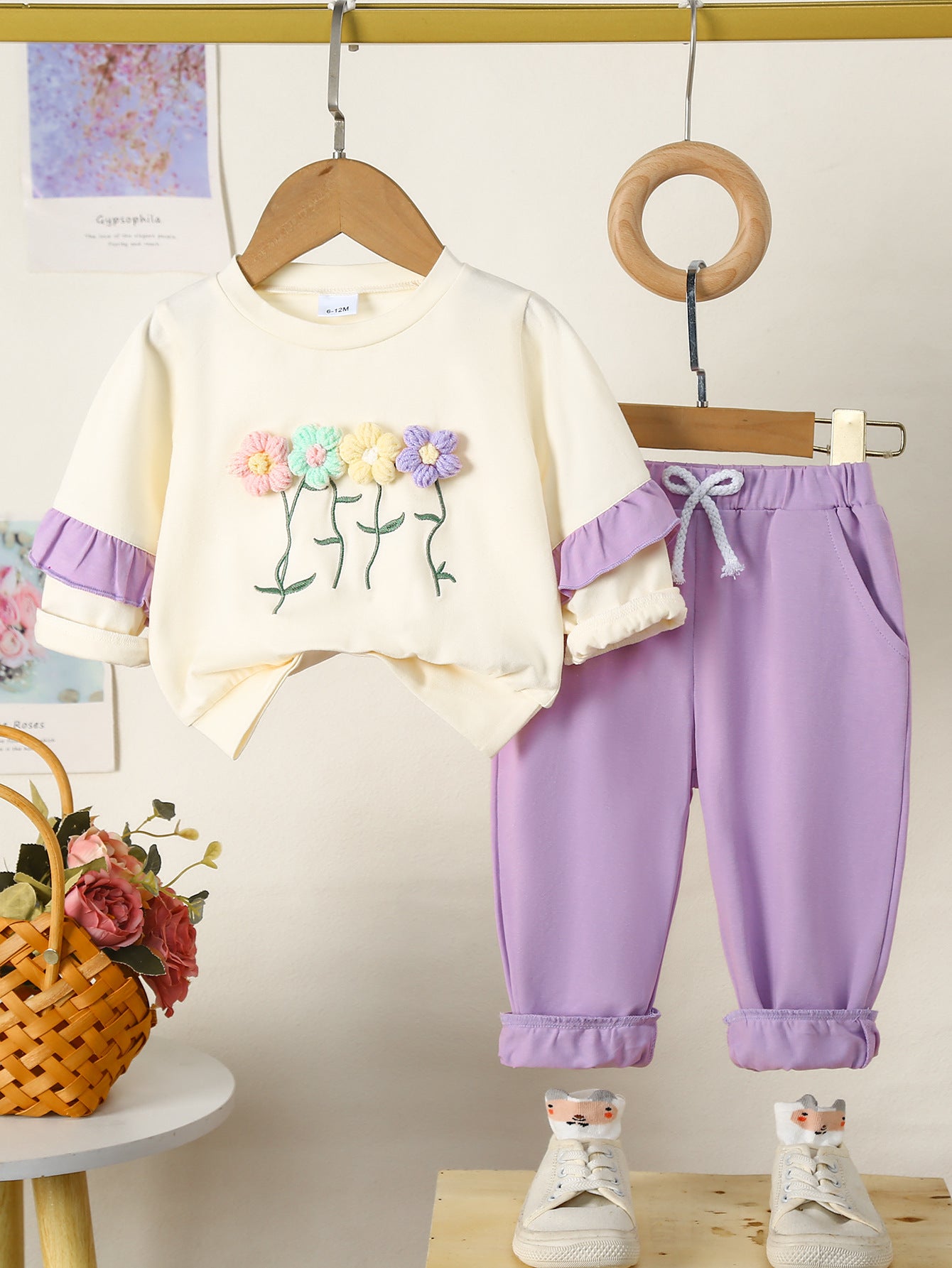 Pull à manches longues avec pantalon à motif floral