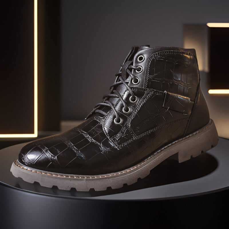 Bottines en cuir vintage pour homme avec fermeture éclair latérale