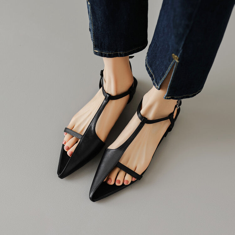 Chaussures :Sandales plates pointues pour femmes