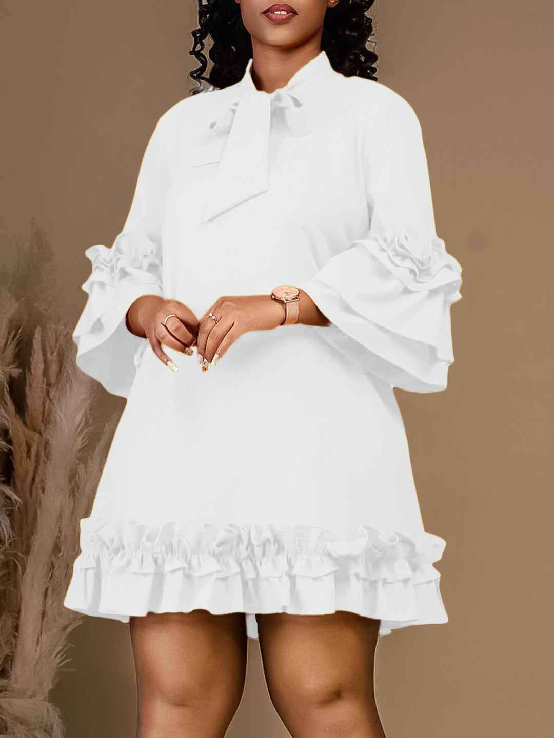 Habit :Robe ample à manches à volants pour femme