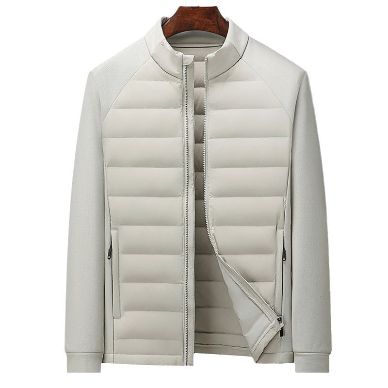 Veste matelassée pour homme avec col montant en tricot et empiècement soudé