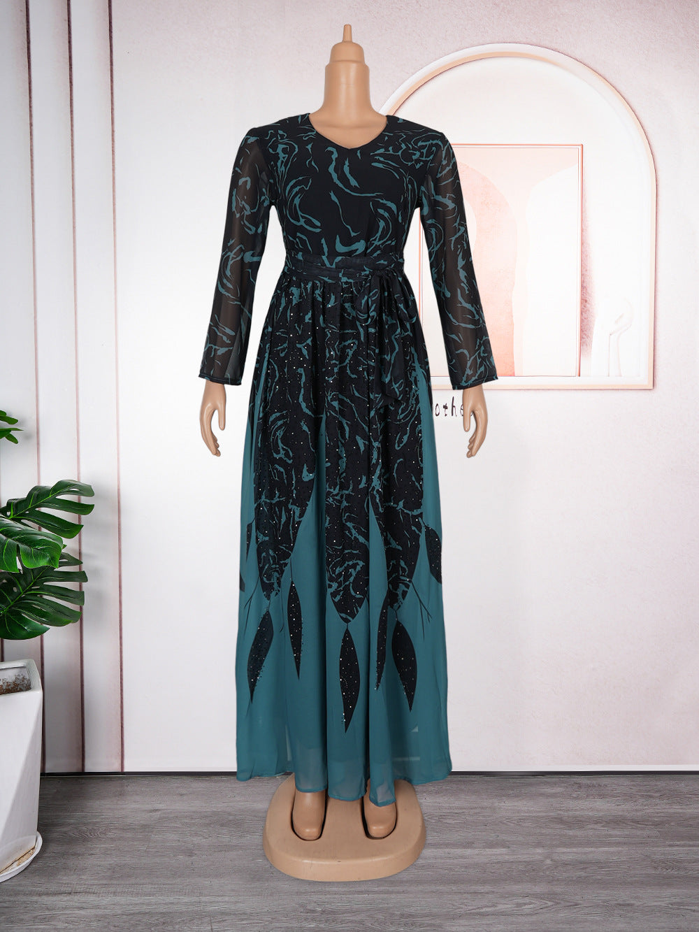robe longue en mousseline imprimée