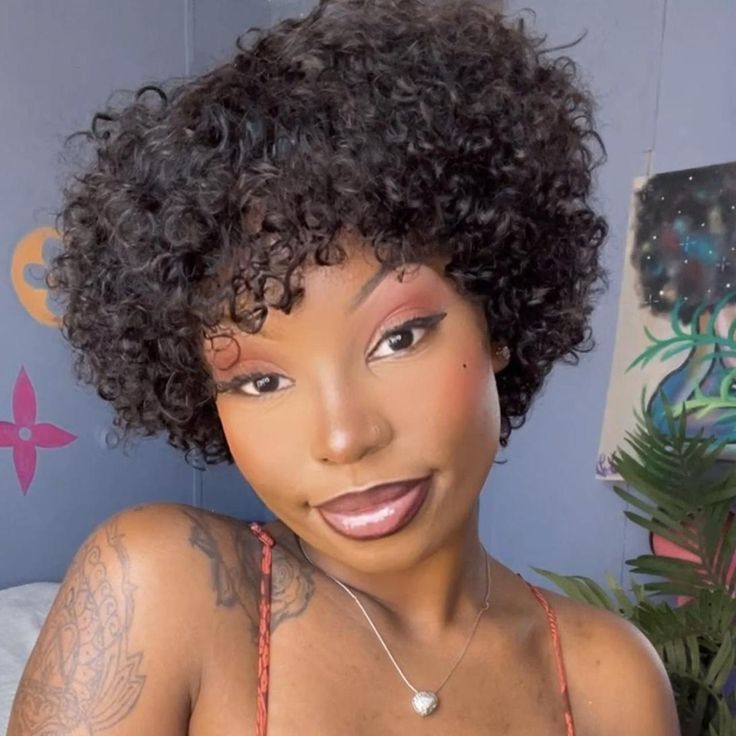 Perruque Pixie en cheveux humains courts
