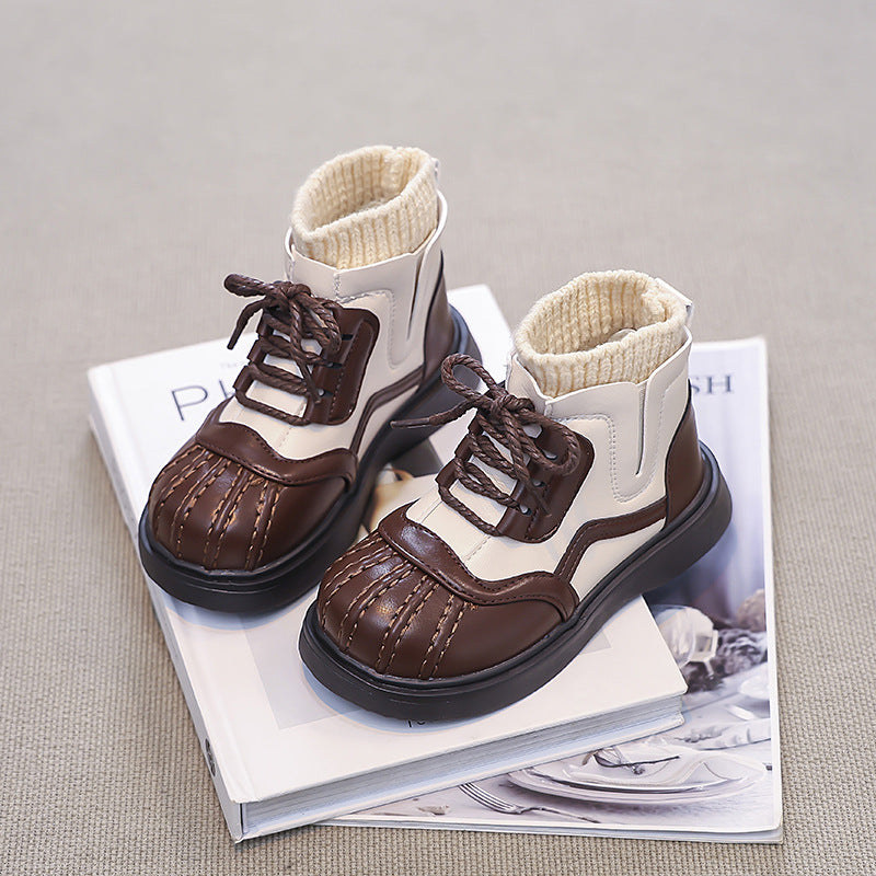 Bottines en cuir synthétique pour filles