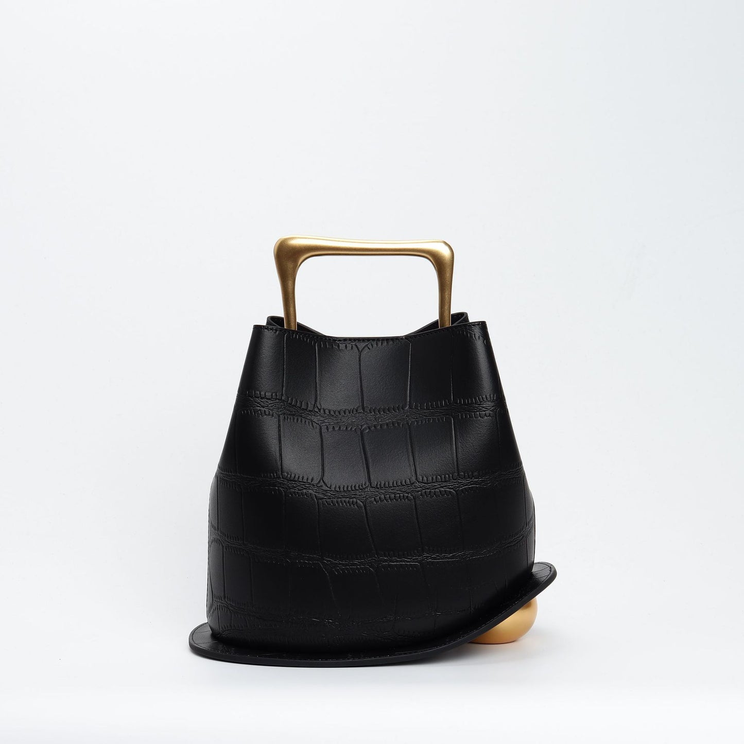 Sac seau en cuir véritable avec bandoulière réglable