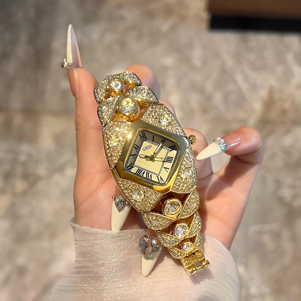 Montre femme bracelet rétro en diamant de luxe