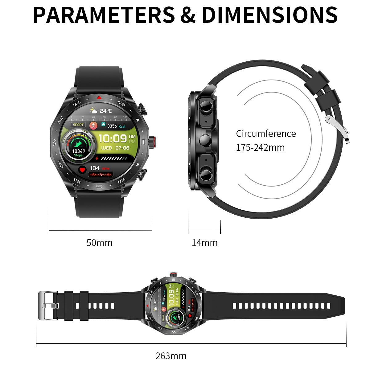 Montre intelligente avec écouteurs Bluetooth