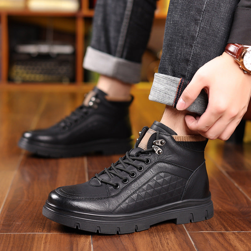 Bottes en cuir velours pour hommes, montantes, chaudes, pour l'hiver