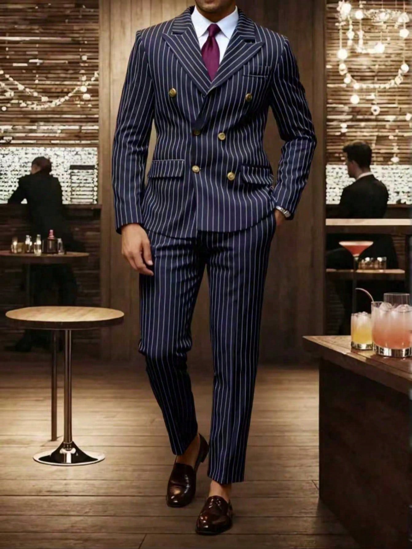Ensemble costume rayé pour hommes