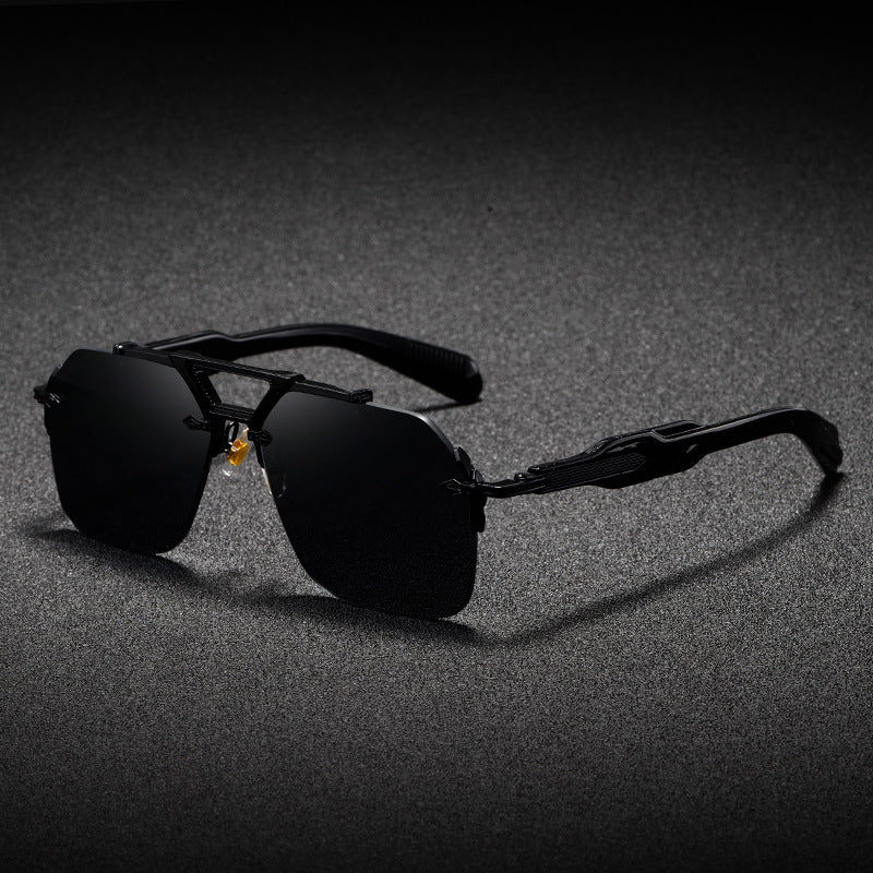 Lunettes de soleil à double faisceau métallique, grande monture, protection UV