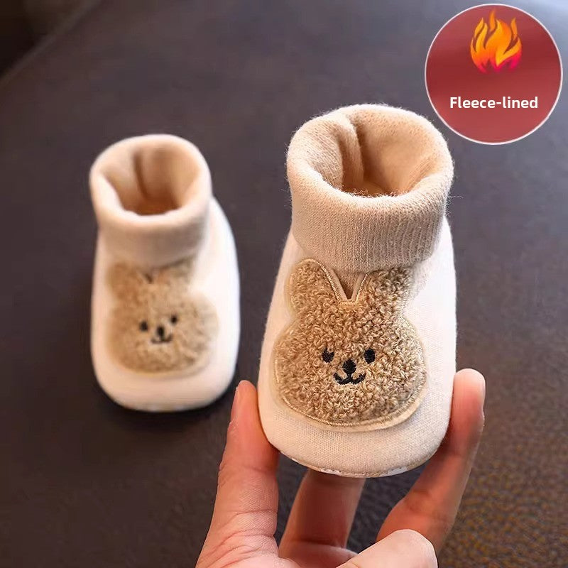 Chaussures pour bébé à semelle souple et doublure polaire
