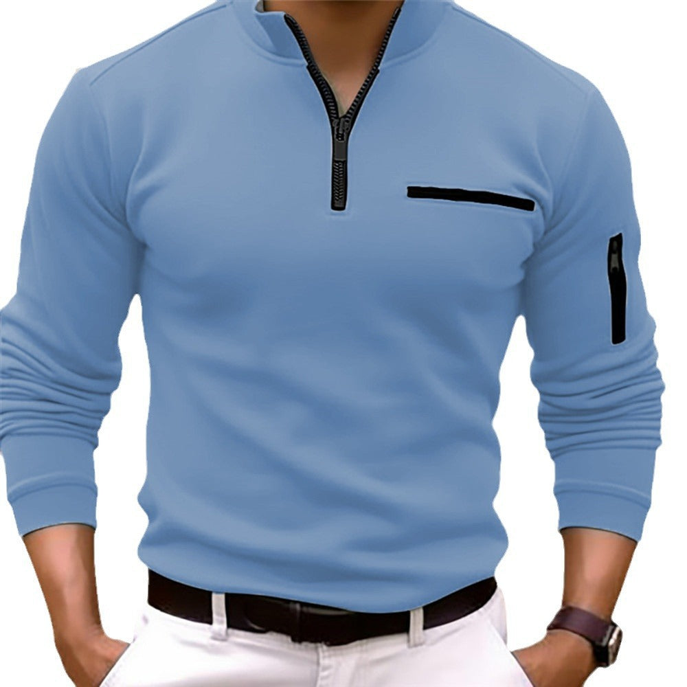 Polo homme à manches longues et fermeture éclair