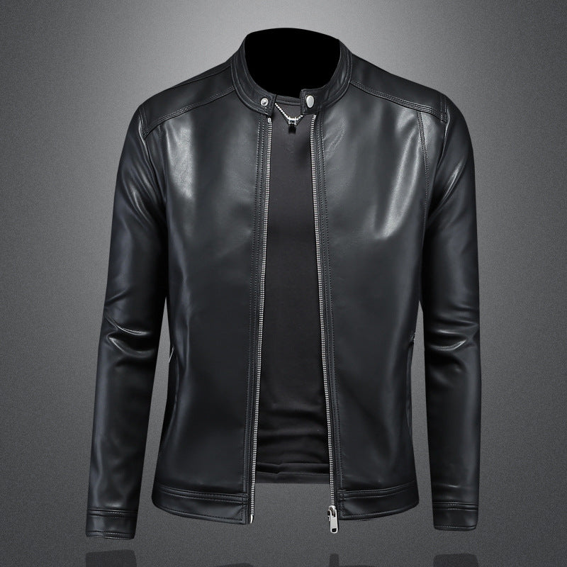 Mens PU Leather Motorcycle Jacket