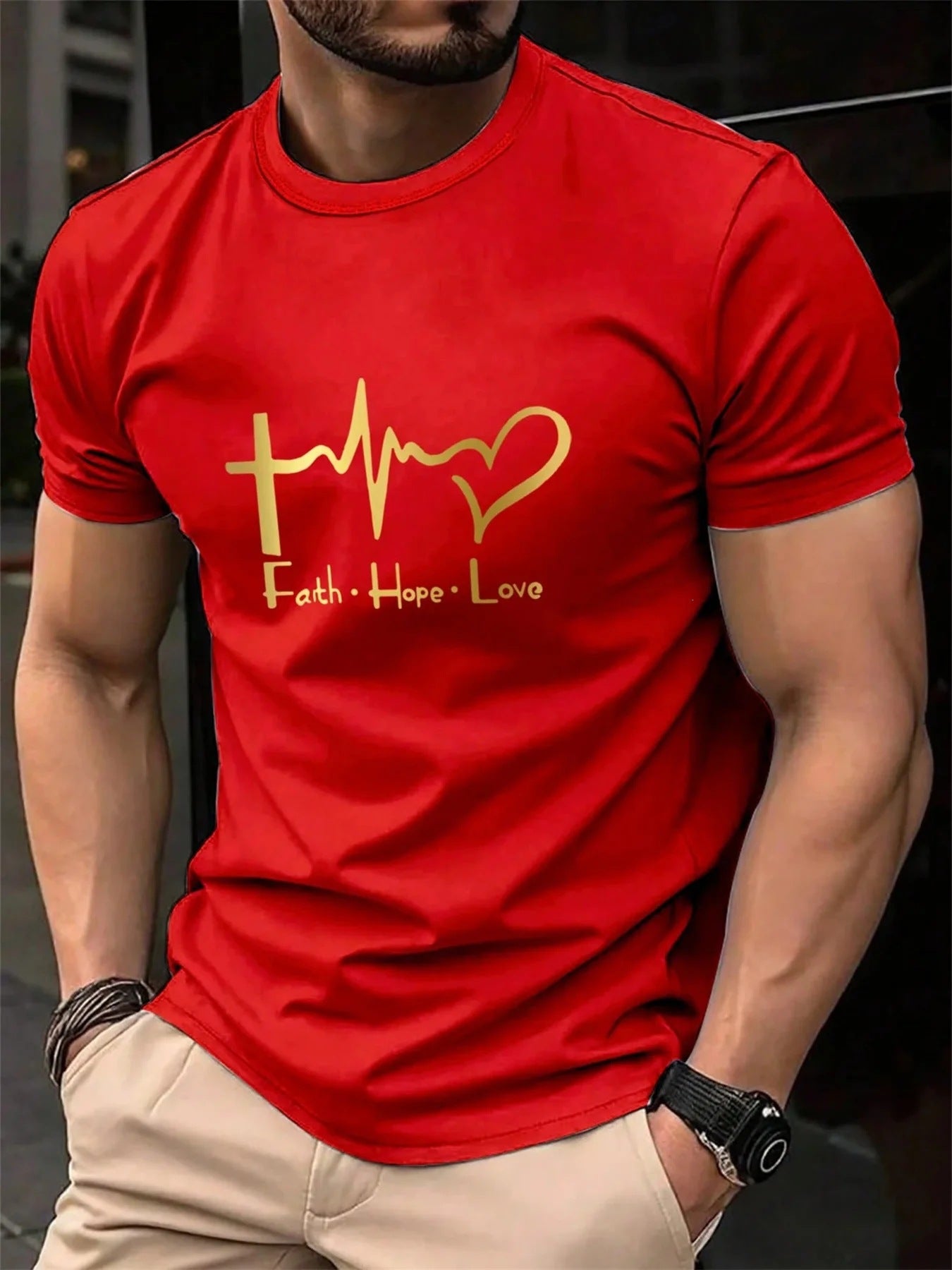 T-shirt homme en coton pur à manches courtes imprimé