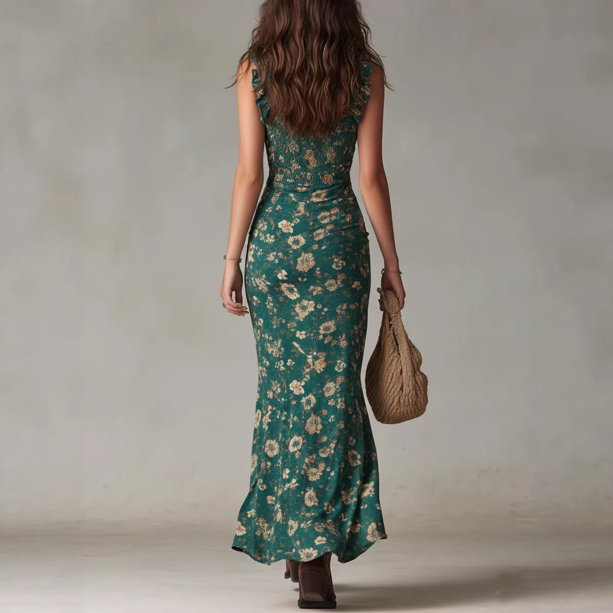 Robe bohème sans manches à volants