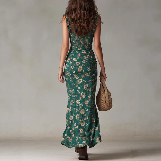 Robe bohème sans manches à volants